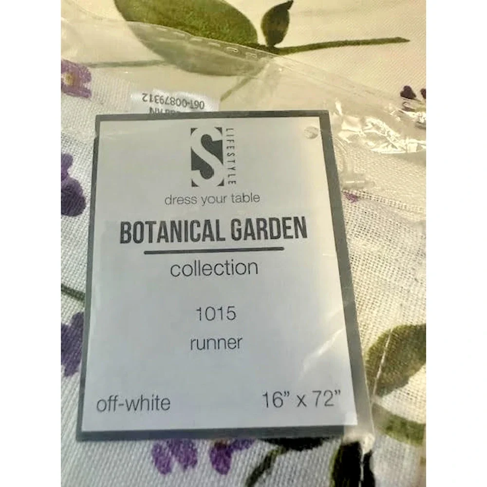 NWT Saro Lifestyle Botanical Garden 100% Linen Table Runner & 8 Napkins Floral S